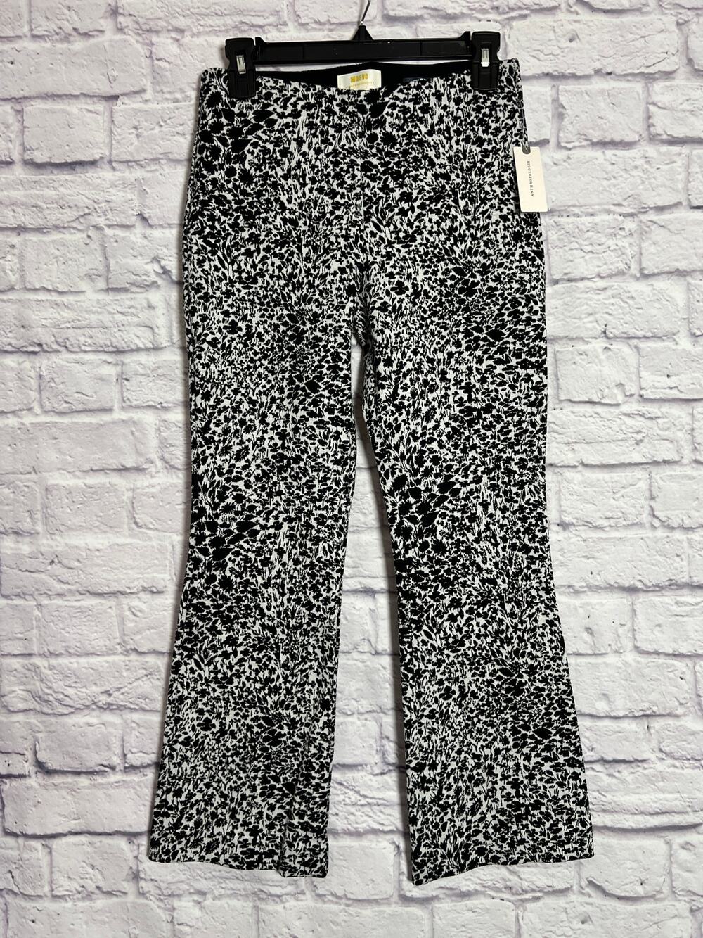 Maeve The Margot Kick Flare Pants Elastic Waist SIZE XS Black White Print NWT